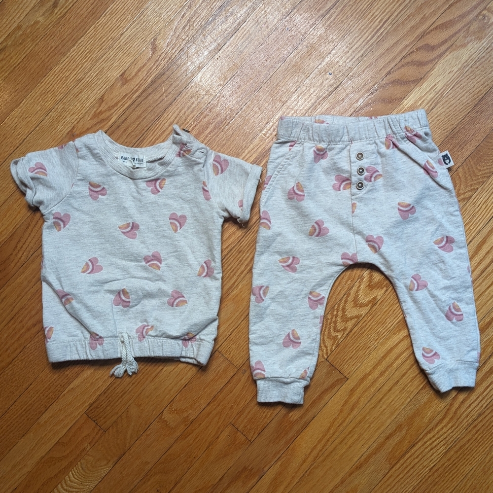 Robert + Bear set by Emily and Oliver girls baby 12 months 2 piece pants shirt